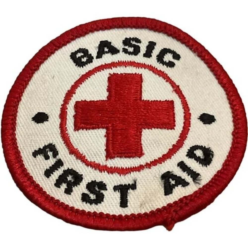 Vintage Basic First Aid Patch Red Cross Embroider… - image 1